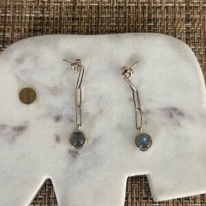 Sterling Silver paper clip labradorite Drop Earrings